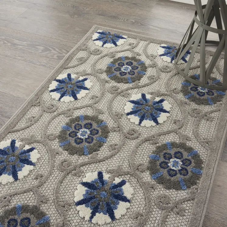 3' X 4' Blue And Gray Indoor Outdoor Area Rug