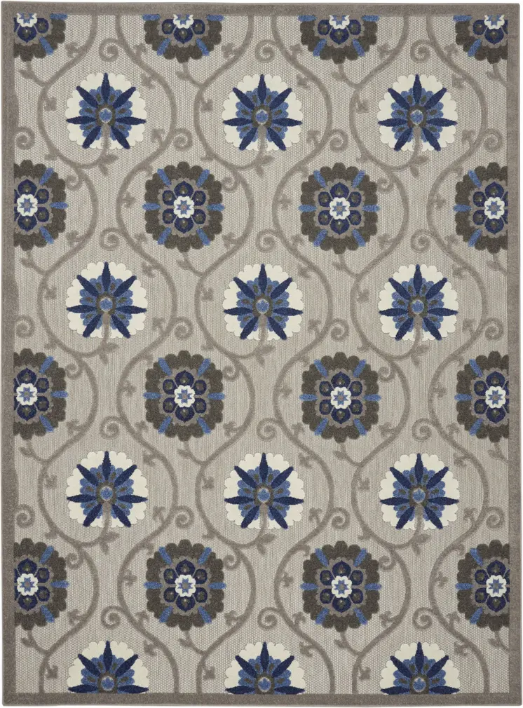 8' X 11' Blue And Gray Indoor Outdoor Area Rug
