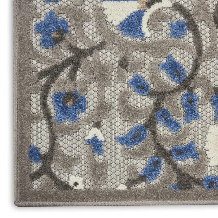 5' X 7' Blue And Gray Indoor Outdoor Area Rug