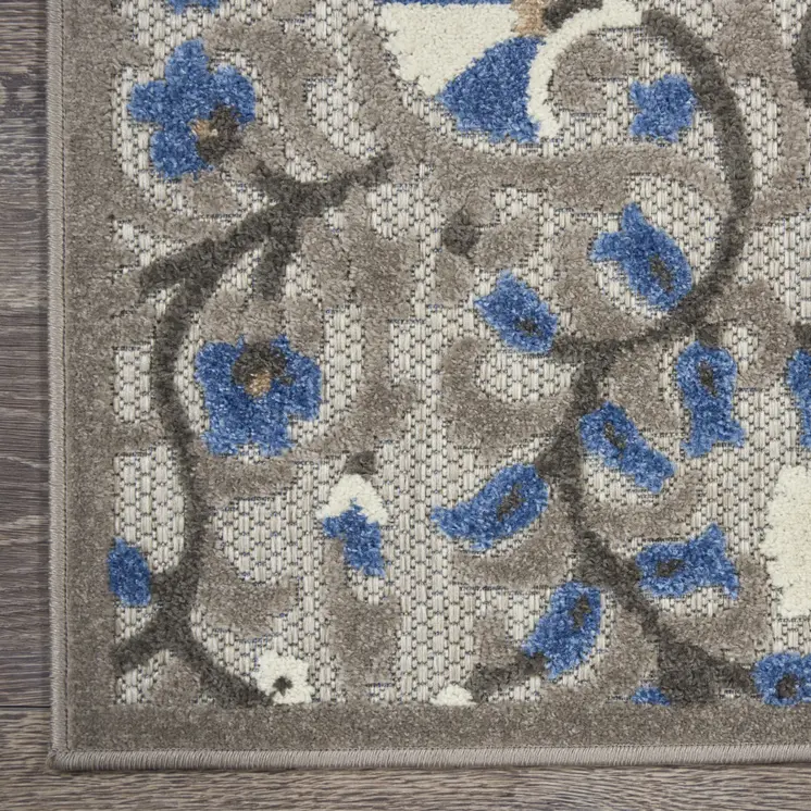 8' X 11' Blue And Gray Indoor Outdoor Area Rug