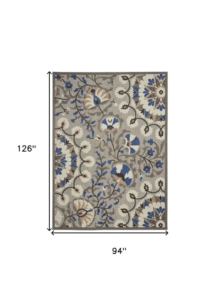 8' X 11' Blue And Gray Indoor Outdoor Area Rug
