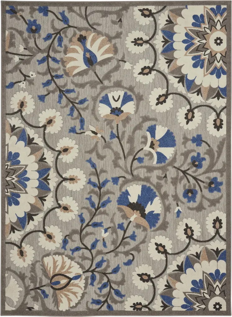 8' X 11' Blue And Gray Indoor Outdoor Area Rug