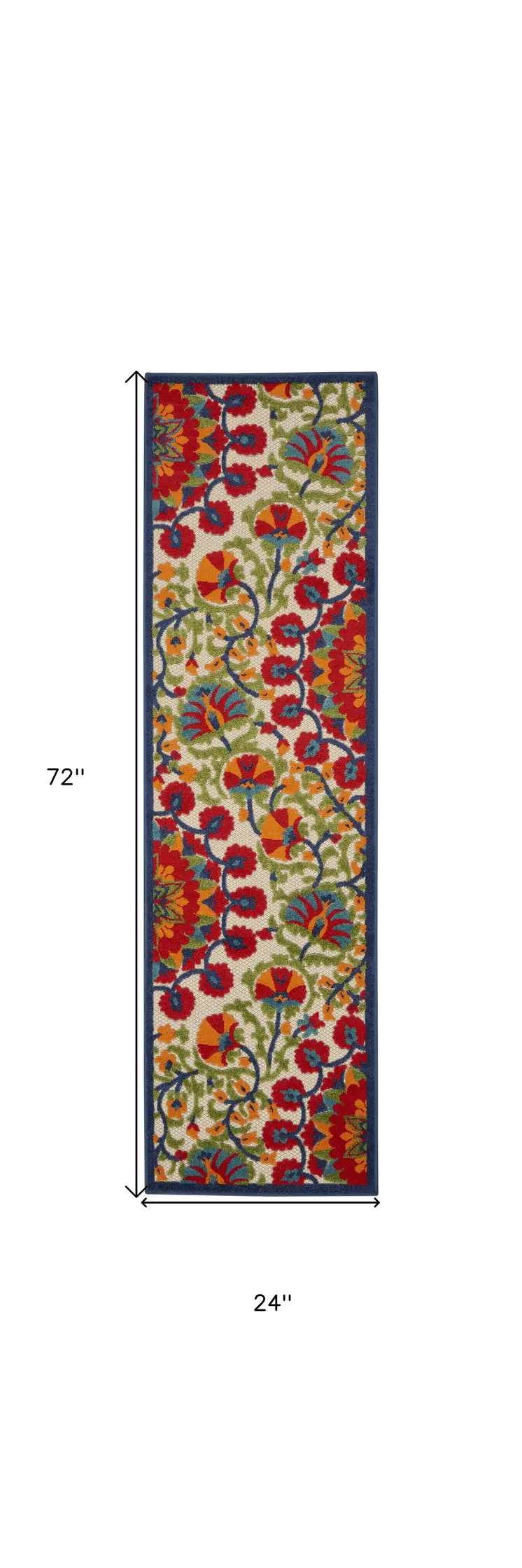 6' Red And Ivory Floral Indoor Outdoor Area Rug