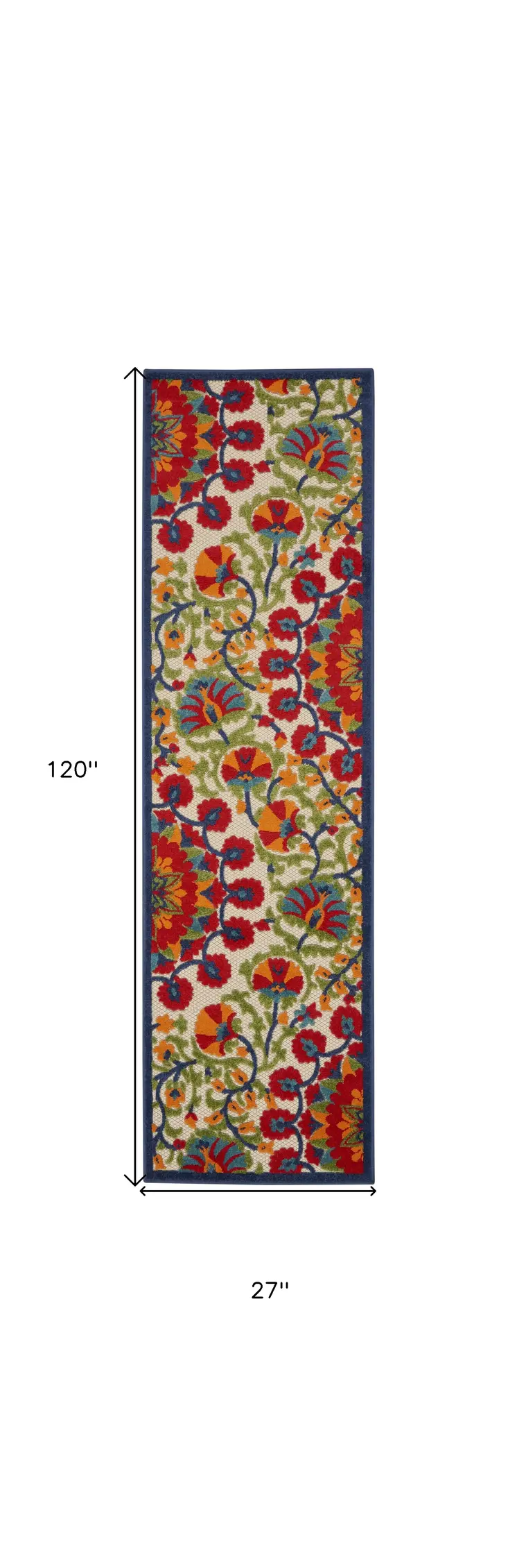 10' Red And Ivory Floral Indoor Outdoor Area Rug