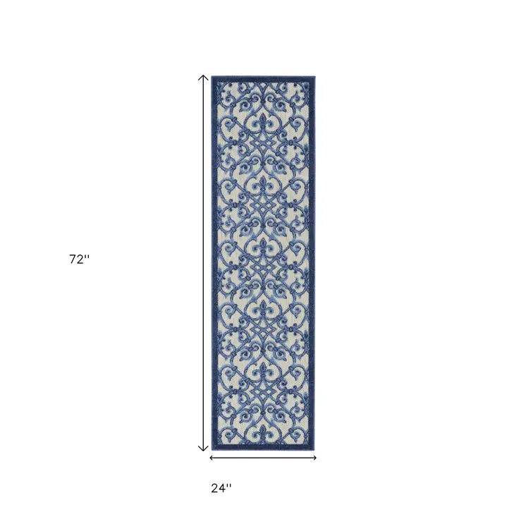 6' Blue And Gray Indoor Outdoor Area Rug