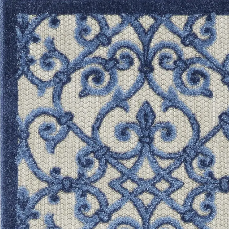 6' Blue And Gray Indoor Outdoor Area Rug