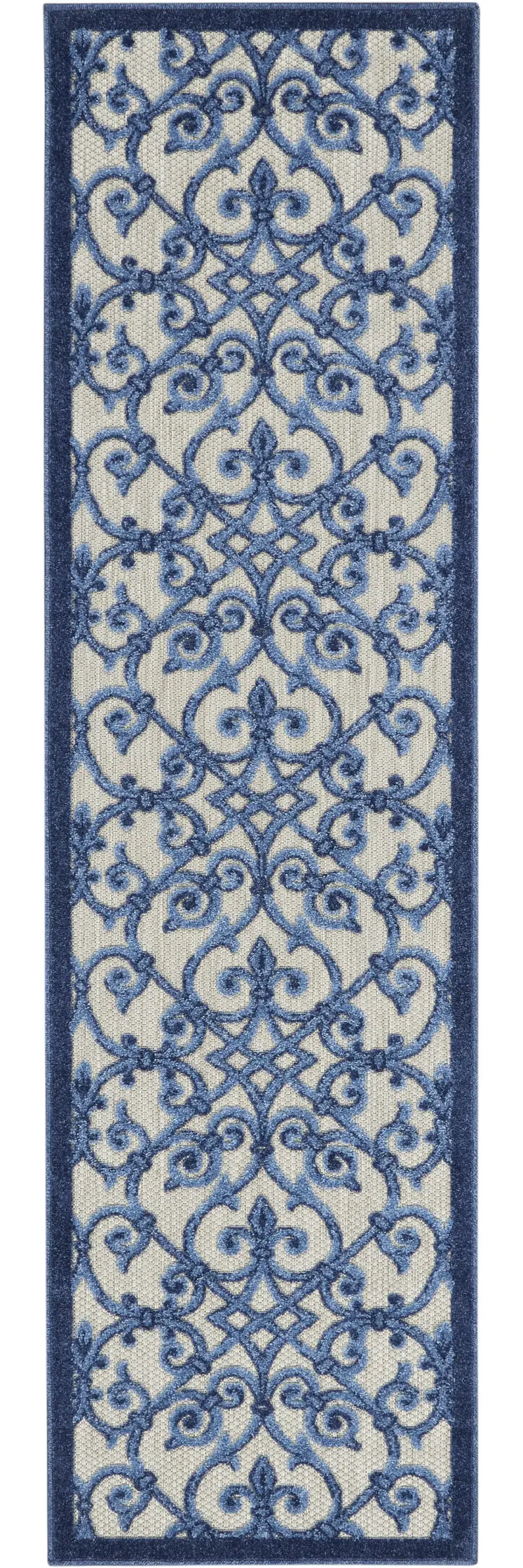 10' Blue And Gray Indoor Outdoor Area Rug