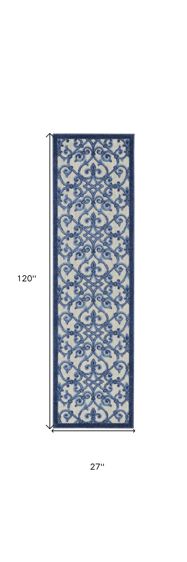 10' Blue And Gray Indoor Outdoor Area Rug