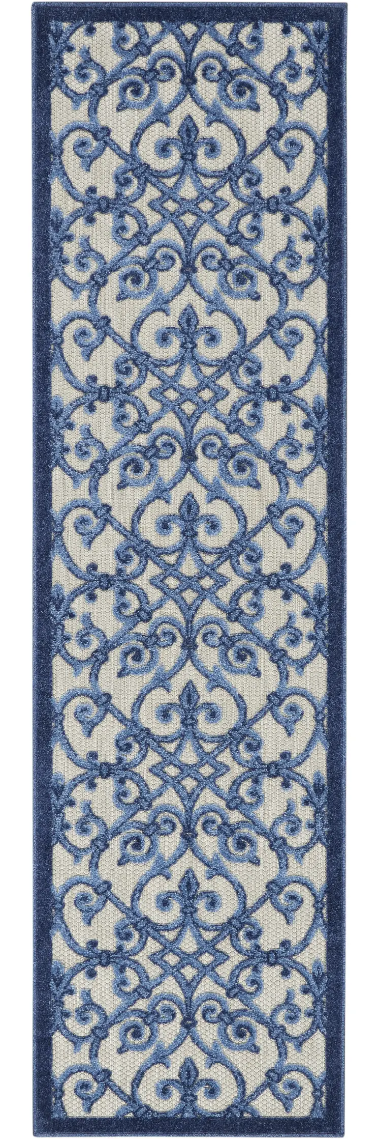 10' Blue And Gray Indoor Outdoor Area Rug