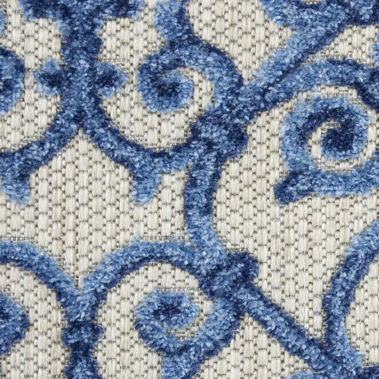 4' X 6' Blue And Gray Indoor Outdoor Area Rug