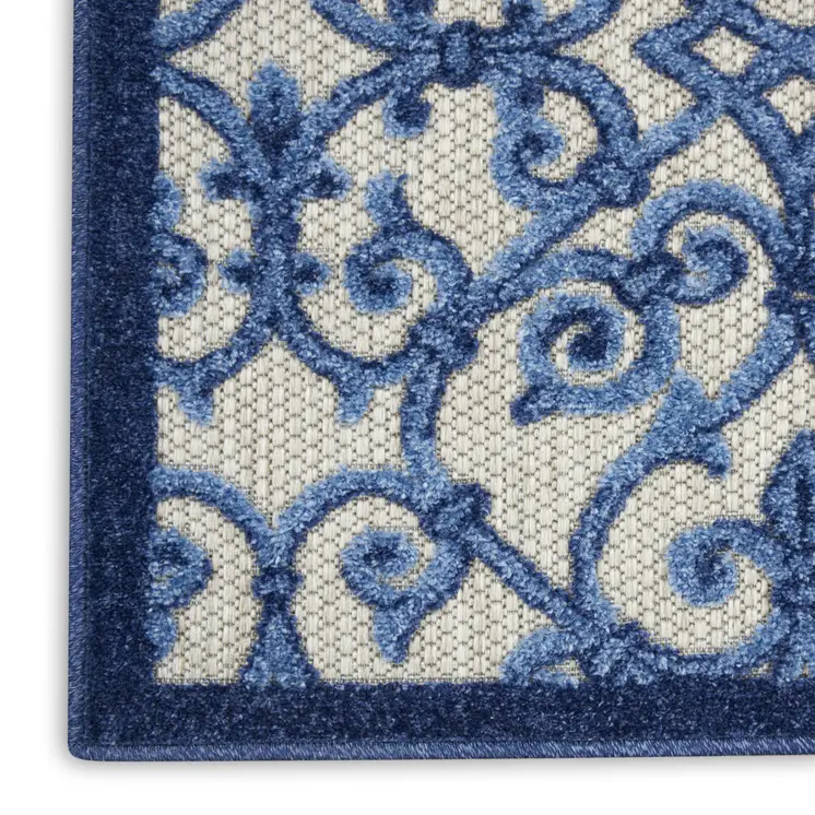 5' X 8' Blue And Gray Indoor Outdoor Area Rug