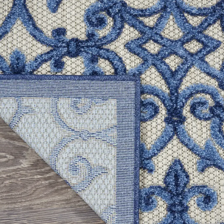 5' X 8' Blue And Gray Indoor Outdoor Area Rug