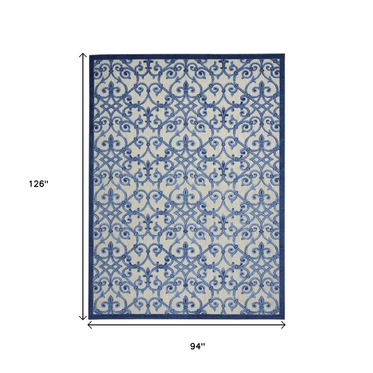 8' X 11' Blue And Gray Indoor Outdoor Area Rug