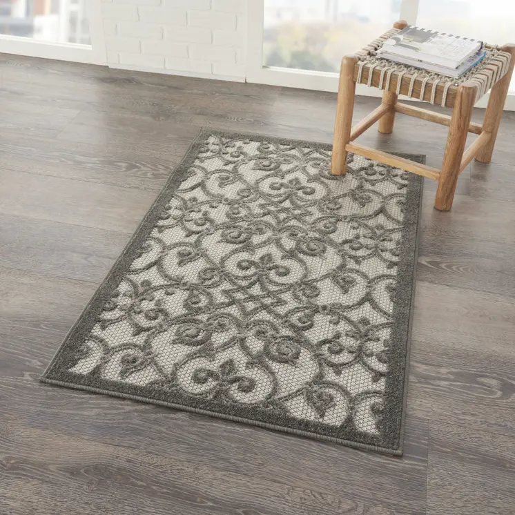 3' X 4' Gray Indoor Outdoor Area Rug