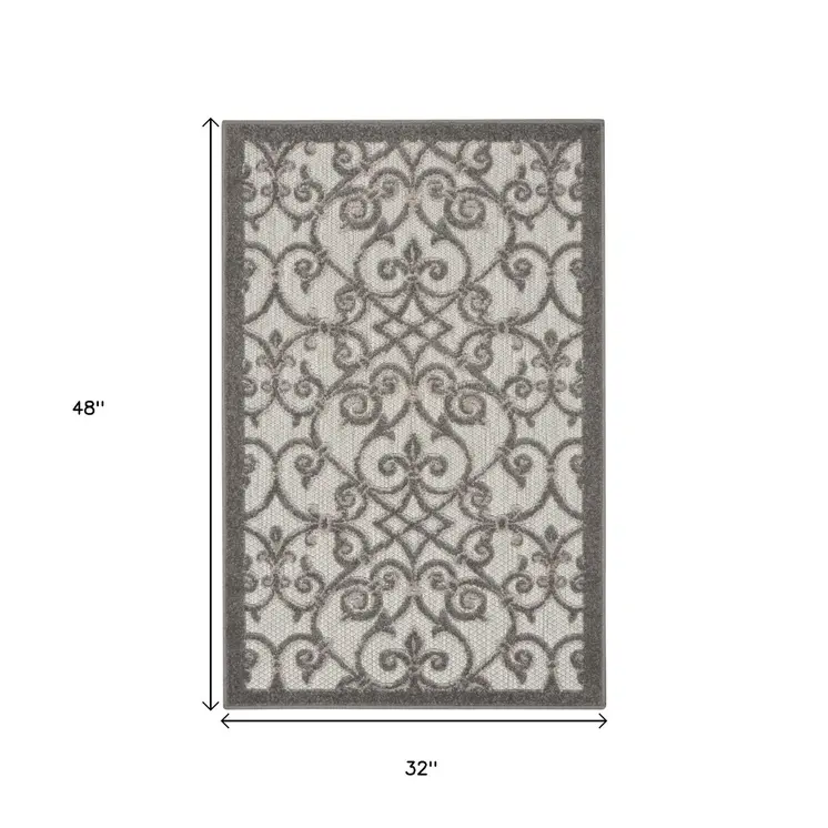 3' X 4' Gray Indoor Outdoor Area Rug