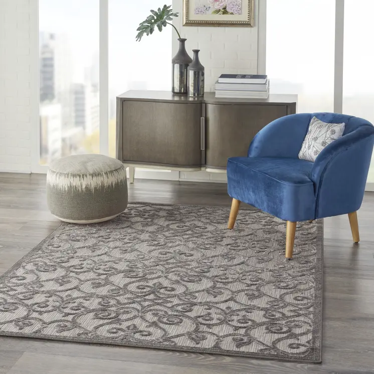 5' X 8' Gray Indoor Outdoor Area Rug
