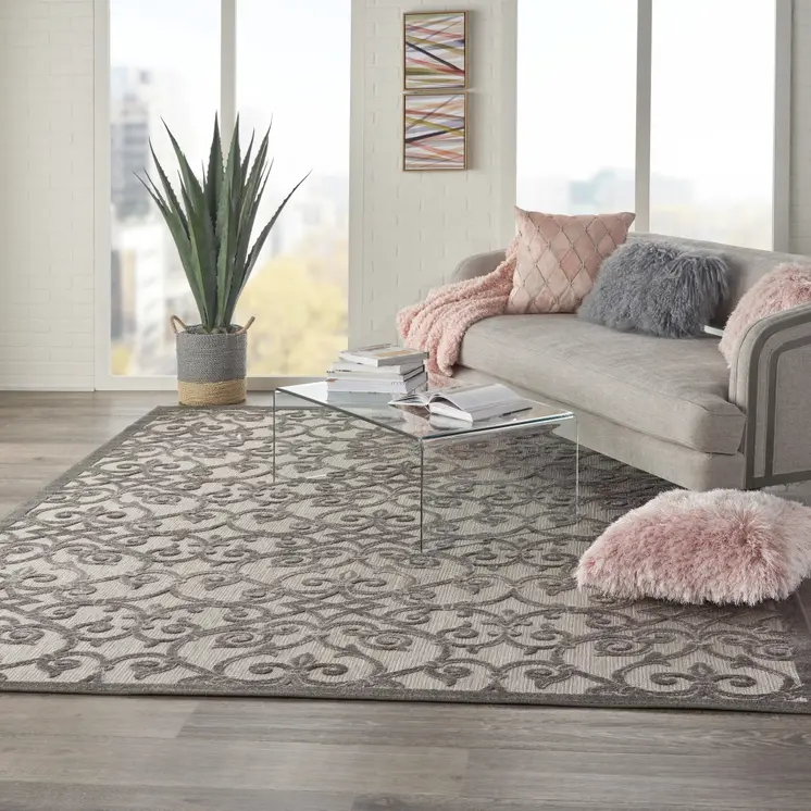 8' X 11' Gray Indoor Outdoor Area Rug