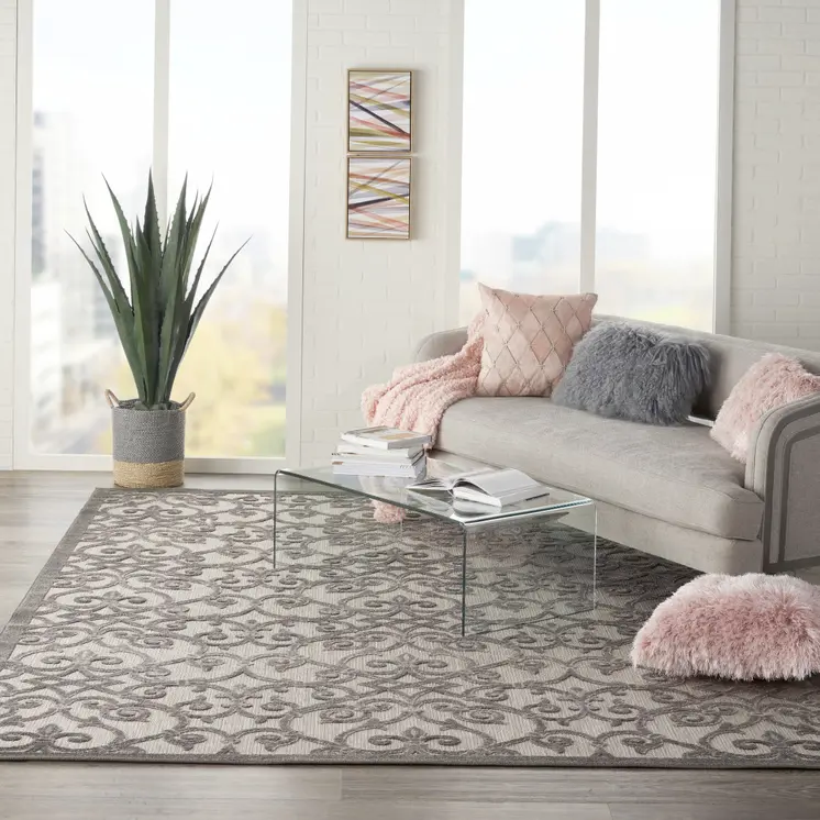 8' X 11' Gray Indoor Outdoor Area Rug
