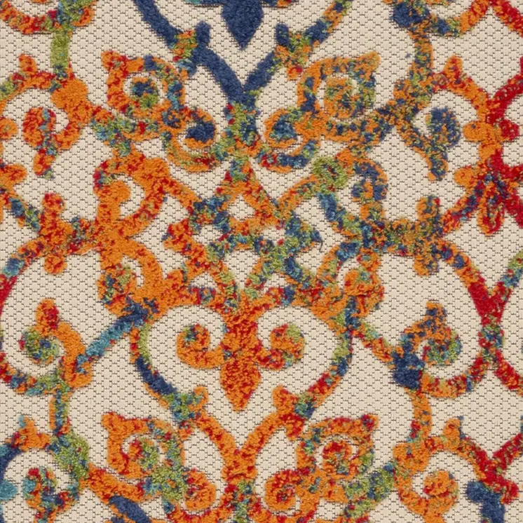 3' X 4' Ivory And Blue Indoor Outdoor Area Rug