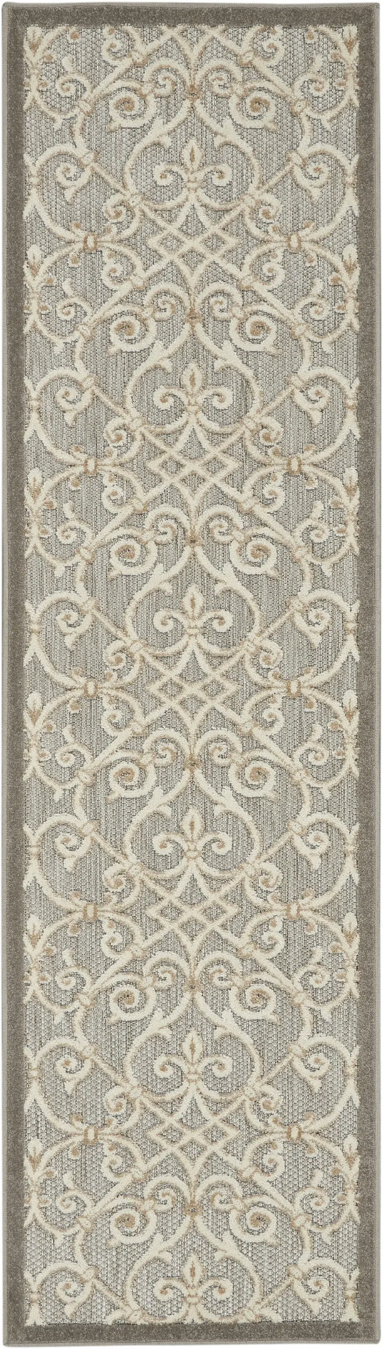 6' Gray And Ivory Indoor Outdoor Area Rug