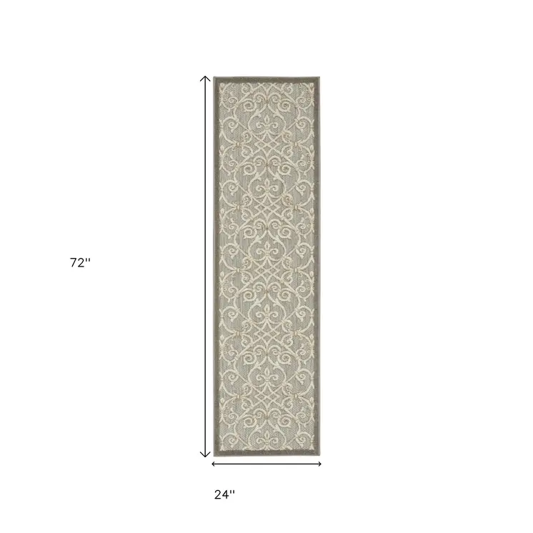 6' Gray And Ivory Indoor Outdoor Area Rug