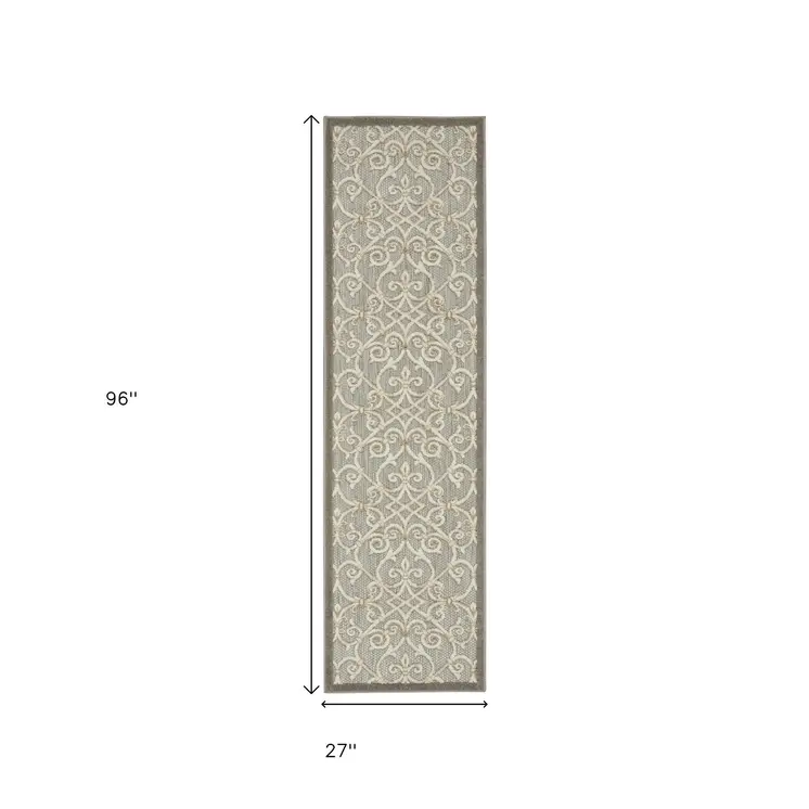 8' Gray And Ivory Indoor Outdoor Area Rug