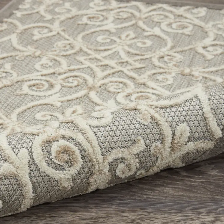 10' Gray And Ivory Indoor Outdoor Area Rug