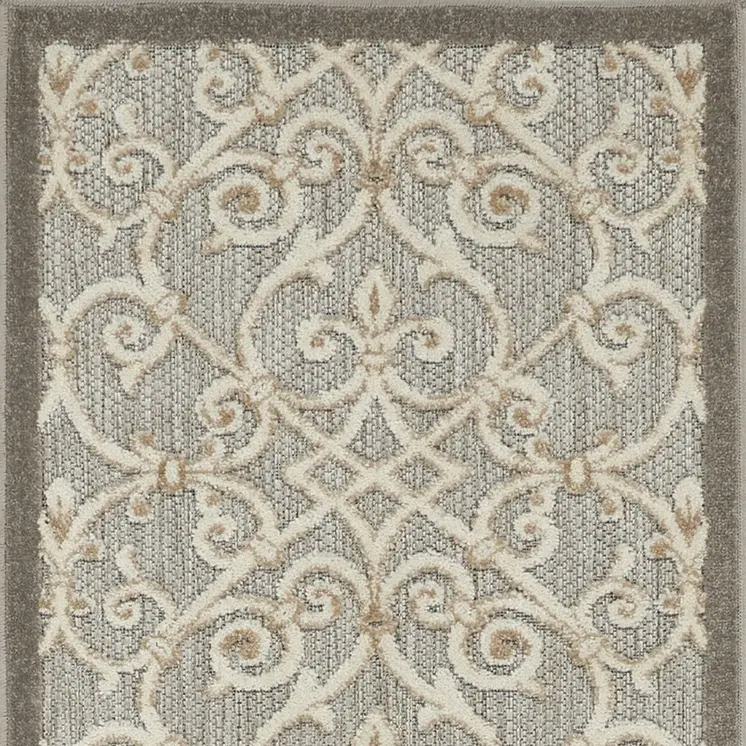 10' Gray And Ivory Indoor Outdoor Area Rug