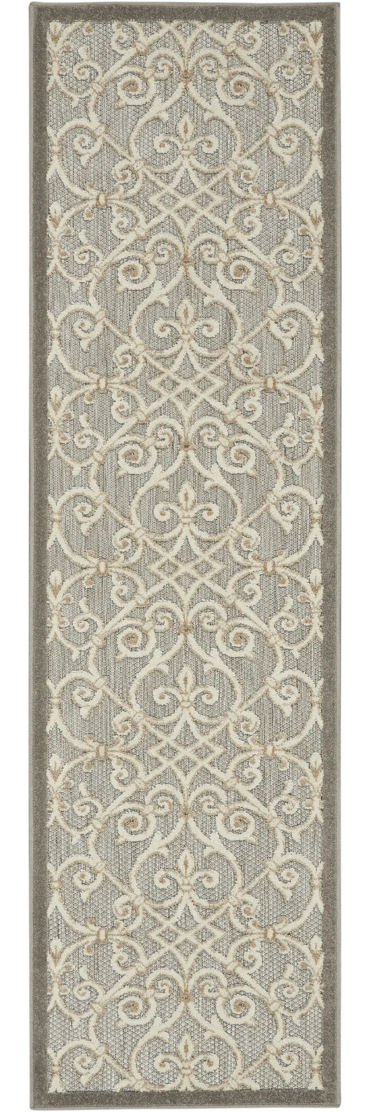 10' Gray And Ivory Indoor Outdoor Area Rug