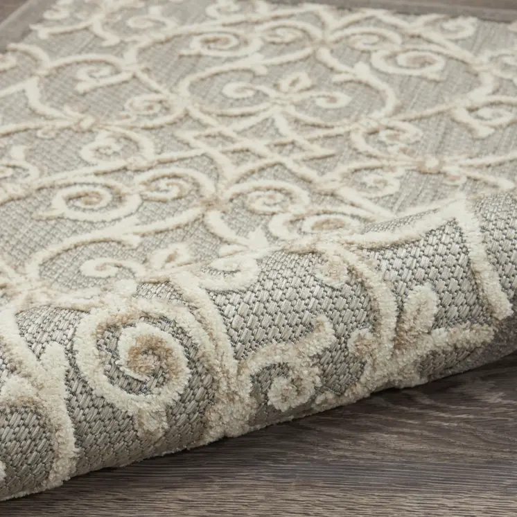 4' X 6' Gray And Ivory Indoor Outdoor Area Rug
