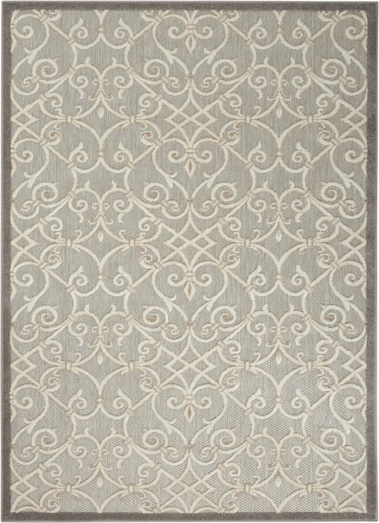 5' X 8' Gray And Ivory Indoor Outdoor Area Rug