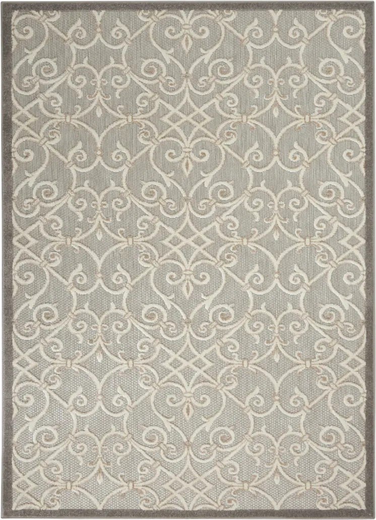 5' X 8' Gray And Ivory Indoor Outdoor Area Rug