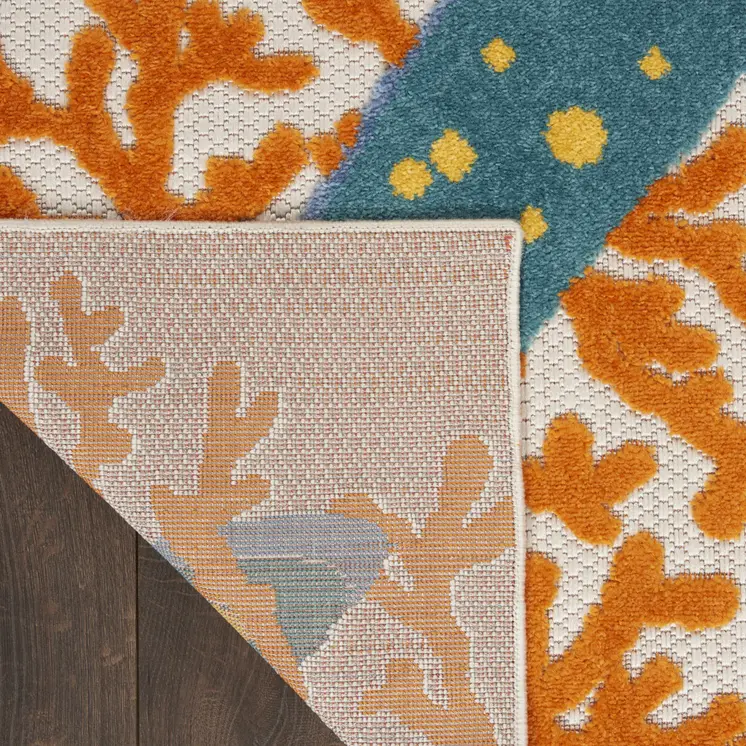 8' X 11' Yellow And Ivory Indoor Outdoor Area Rug