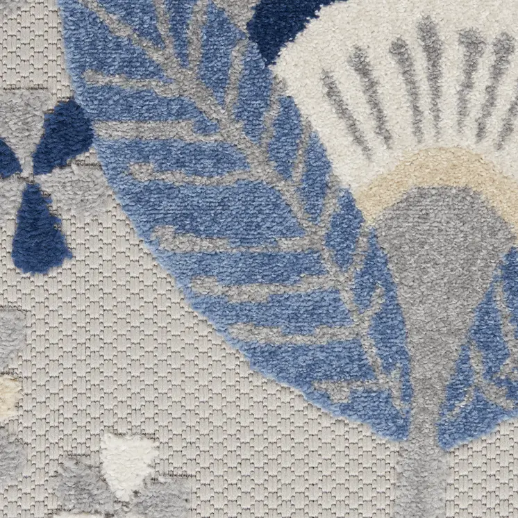 4' X 6' Blue And Gray Indoor Outdoor Area Rug