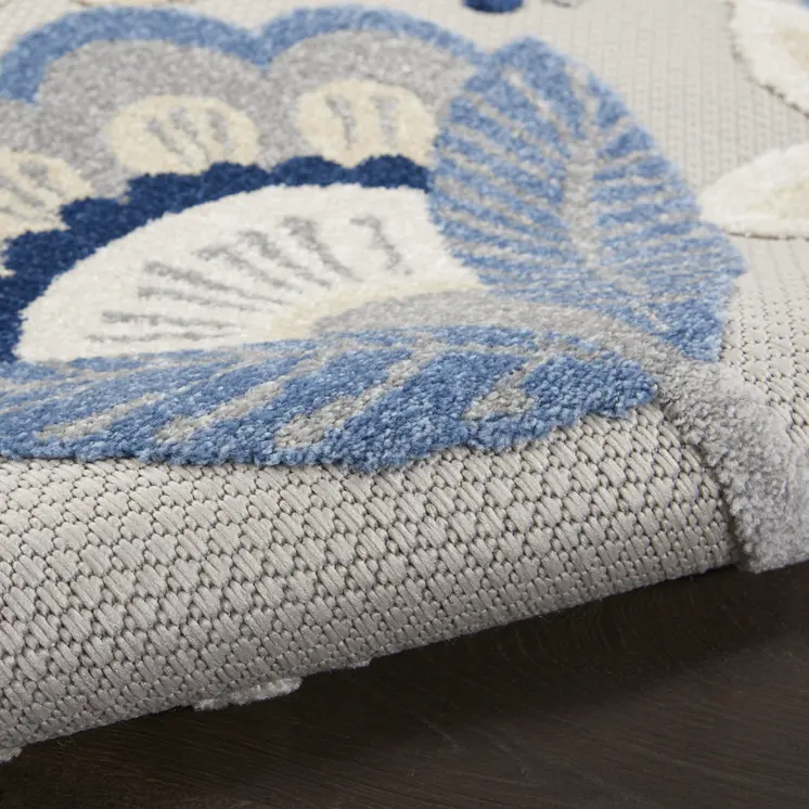 4' X 6' Blue And Gray Indoor Outdoor Area Rug