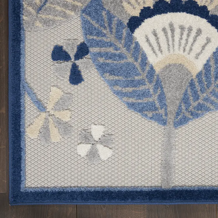 6' X 9' Blue And Gray Indoor Outdoor Area Rug
