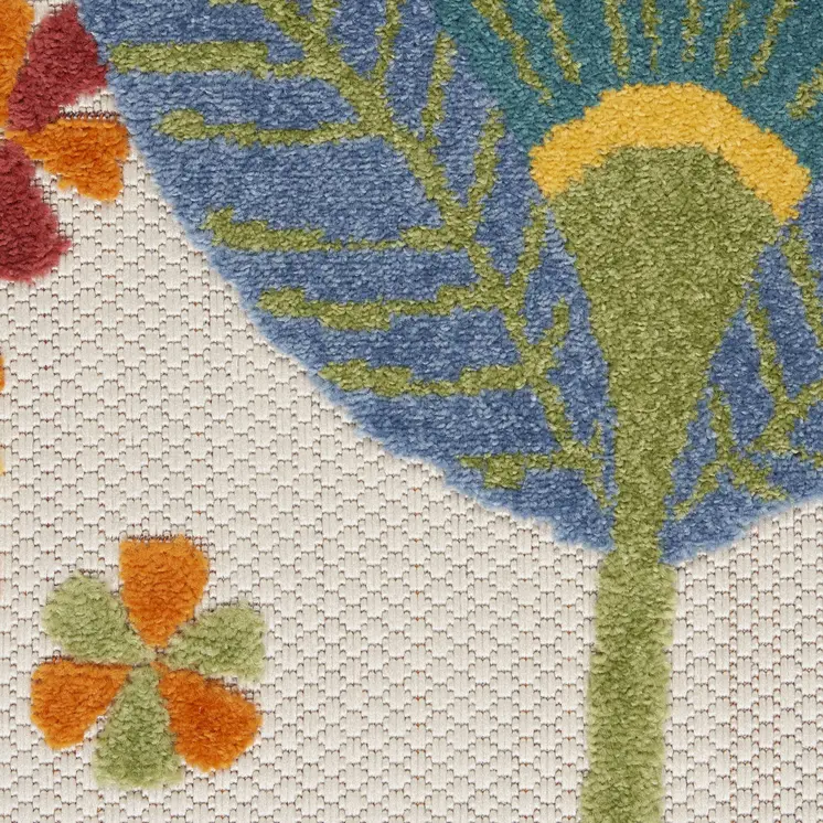 4' Yellow And Ivory Round Indoor Outdoor Area Rug