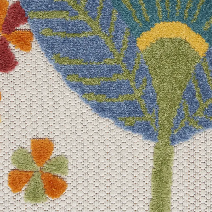 5' X 8' Yellow And Ivory Indoor Outdoor Area Rug