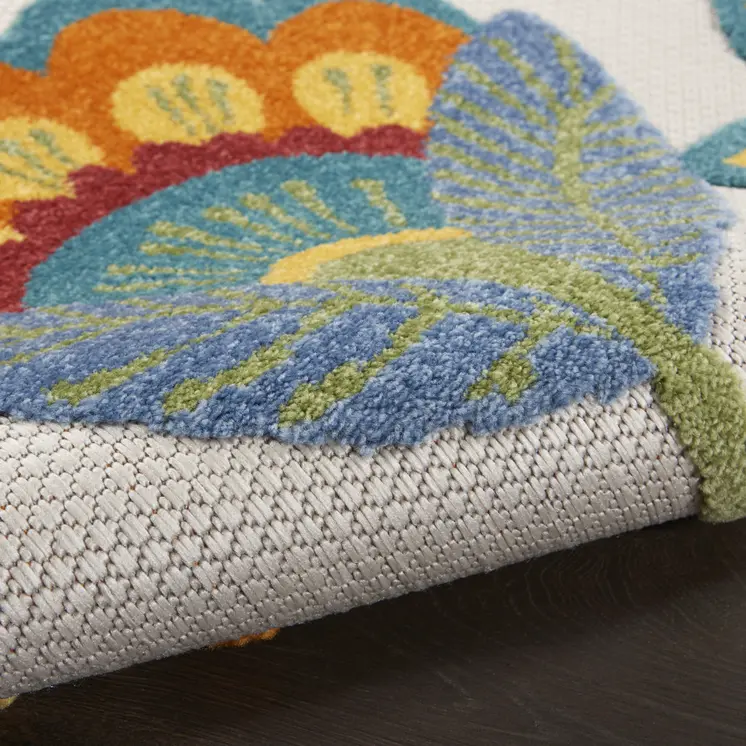 5' X 8' Yellow And Ivory Indoor Outdoor Area Rug