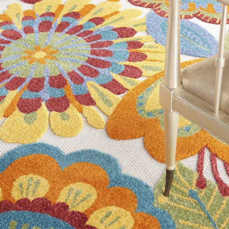 8' X 11' Yellow And Ivory Indoor Outdoor Area Rug