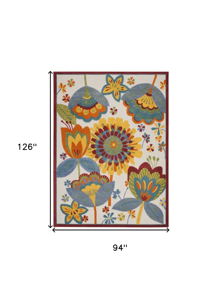8' X 11' Yellow And Ivory Indoor Outdoor Area Rug