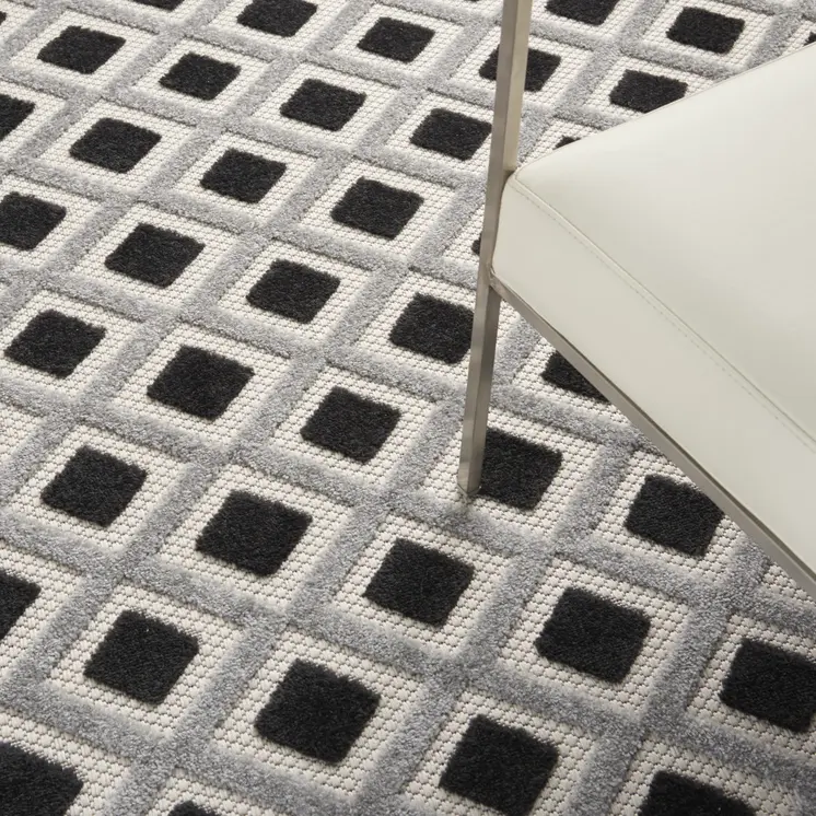 4' X 6' Black And White Indoor Outdoor Area Rug