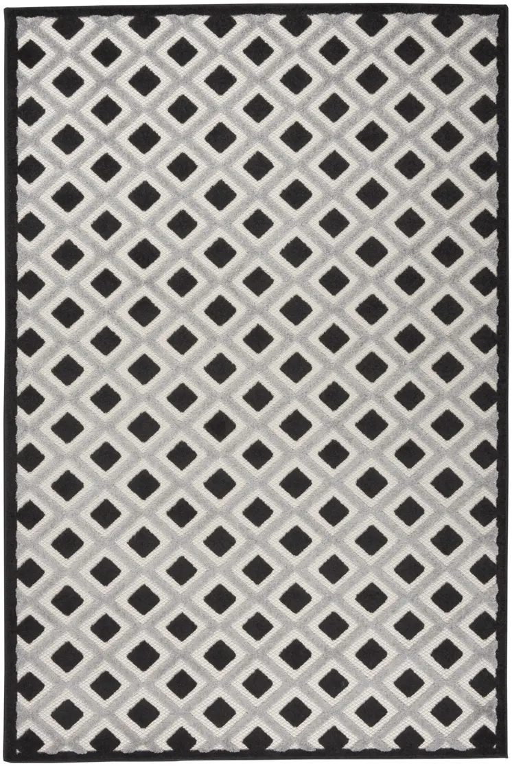 4' X 6' Black And White Indoor Outdoor Area Rug