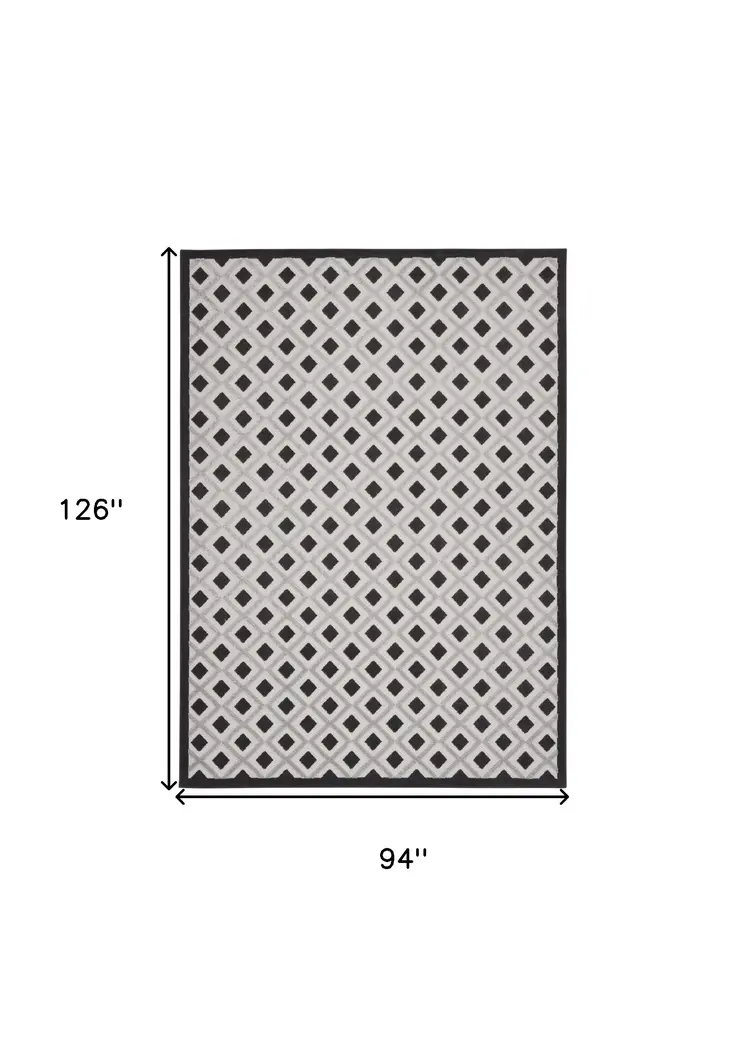 8' X 11' Black And White Indoor Outdoor Area Rug