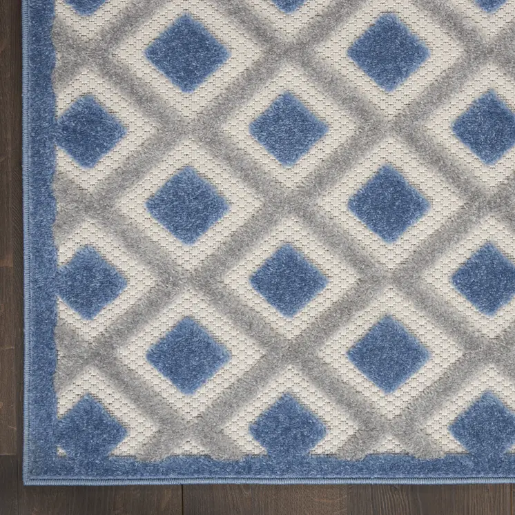7' X 10' Blue And Gray Indoor Outdoor Area Rug