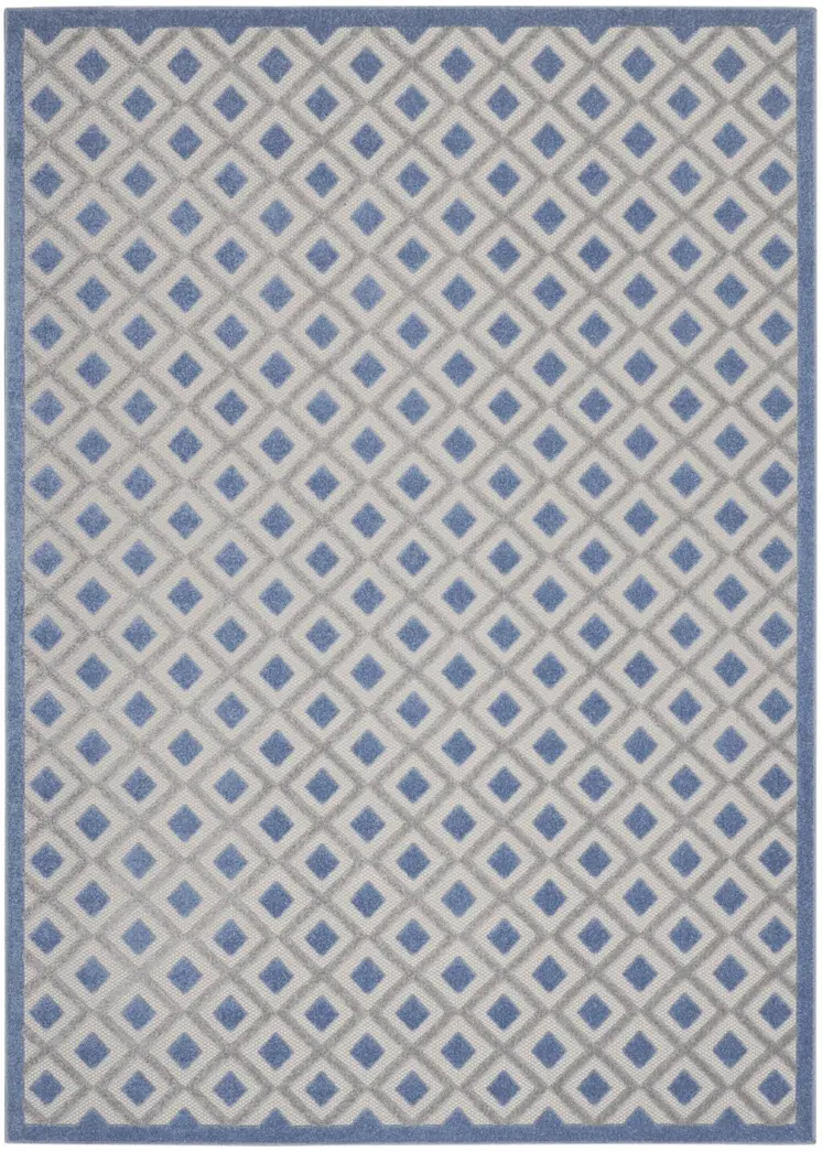 7' X 10' Blue And Gray Indoor Outdoor Area Rug