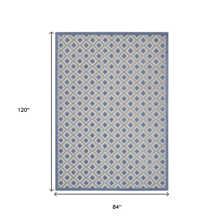 7' X 10' Blue And Gray Indoor Outdoor Area Rug
