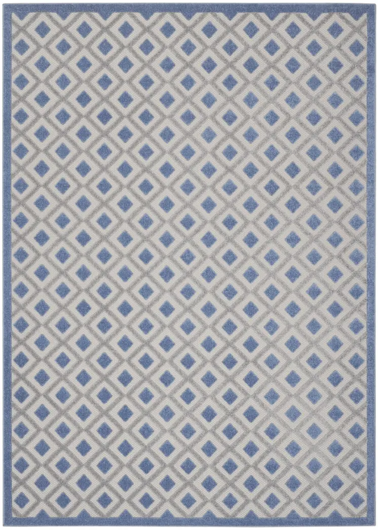7' X 10' Blue And Gray Indoor Outdoor Area Rug