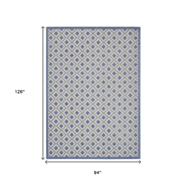 8' X 11' Blue And Gray Indoor Outdoor Area Rug