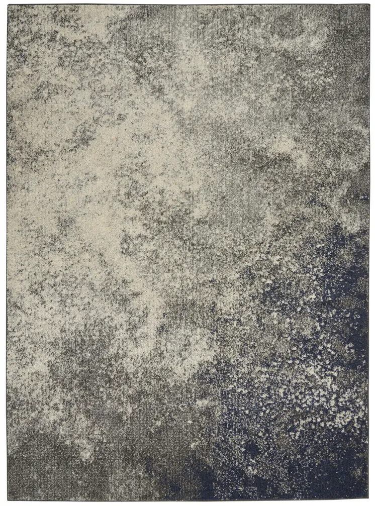 4' X 6' Ivory And Blue Floral Area Rug